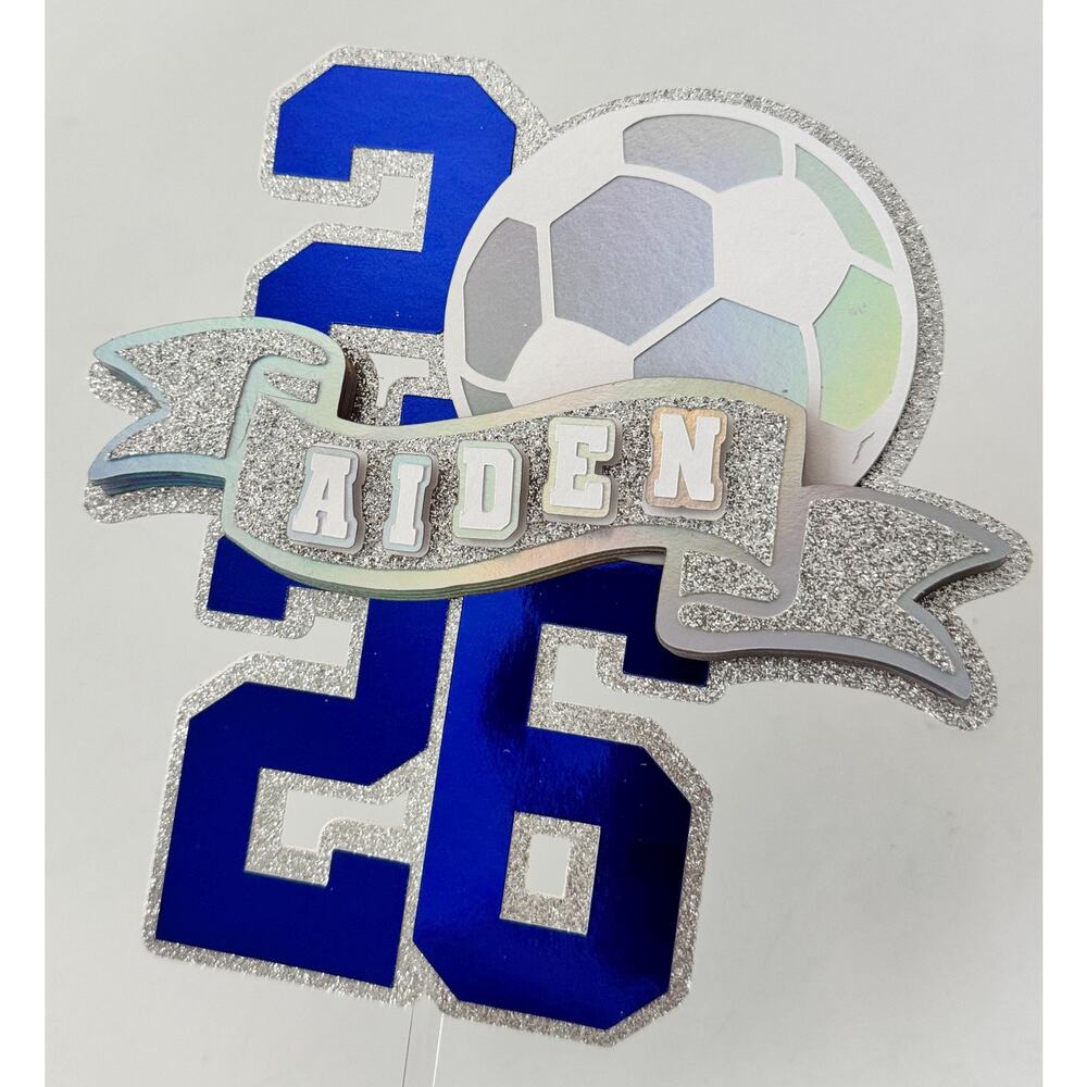 Personalized Soccer Graduation Cake Topper | Class of 2026 Custom Name Decor